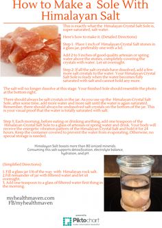 How to Make a Sole with Himalayan Salt Sugar Detox, Natural Health Remedies, Detox Diet