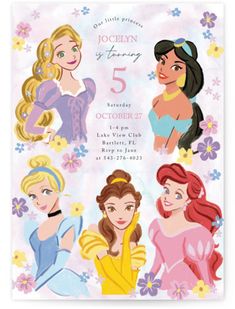 the disney princess birthday party poster