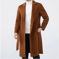 A New Day Burnt Orange Brown Jacket Brand New With Tags Trench Coat Elegant Plain Outerwear For Fall, Beige Plain Outerwear For Fall, Plain Outerwear With Lapel Collar For Fall, Fitted Plain Winter Outerwear, Fitted Plain Outerwear For Winter, Casual Beige Plain Outerwear, Plain Long Winter Coat, Plain Long Coat For Winter, Brown Plain Outerwear For Winter