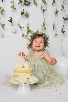 As a photographer, there’s nothing more delightful than capturing a little one’s first birthday cake smash! It’s such a fun and messy moment, filled with pure joy and curiosity. I absolutely love seeing the look of wonder and that adorable smile on a little girl's face as she digs into her cake. These moments are truly special, and I’m here to make sure they’re captured beautifully for you to treasure forever. Ready to document your little one’s big day? Visit minianna.com to book your session! Wildflower First Birthday Outfit, Cake Smash Ideas Girl, Birthday One Year Girl, Spring First Birthday Girl, Smash Cake Girl 1st Birthday, 1 Birthday Girl Theme, Fairy First Birthday Photo Shoot, Baby Girl First Birthday Ideas, Flower First Birthday Party