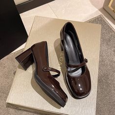 Shipping: Worldwide Express Shipping AvailableDelivery time: 7-15Days Fast ShippingReturns: Fast refund, 100% Money Back Guarantee. Jk Shoes, Zapatos Mary Jane, Black Chocolate, Dr Shoes, Square Toe Shoes, Shoe Cover, Color Season, Womens Mary Janes, Wearing Style