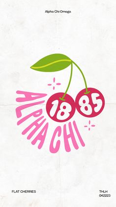 the back cover of an album with two cherries in pink and green on it