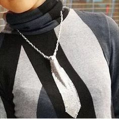 Tie Necklace Silver Plated Tie Necklace, Necklace Silver, Silver Necklaces, Womens Jewelry Necklace, Silver Plated, Statement Necklace, Chain Necklace, Jewelry Necklaces, Women Jewelry