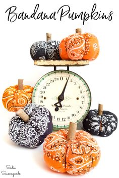 an image of pumpkins with the words how to make handmade bandana pumpkins