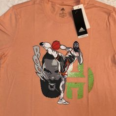 Brand New With Tags Attached Men’s Size Small Adidas James Harden T-Shirt Color : Peach ( Not A Choice Below ) Please See All Attached Pictures For Any Additional Details Adidas Sports Shirt With Graphic Print, Adidas Fan Merchandise Short Sleeve T-shirt, Adidas Cotton T-shirt For Fan Merchandise, Adidas Crew Neck Top, Adidas Crew Neck Shirt With Graphic Print, Adidas Graphic Print Crew Neck Shirt, Casual Adidas Tops For Fan Merchandise, Casual Adidas Tops For Fans, Adidas Orange