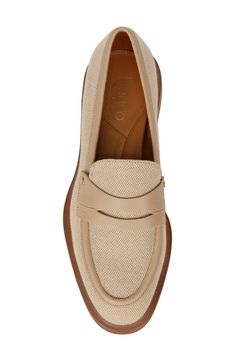 A penny keeper detail adds a timeless flourish to this sleek loafer that's a 9-to-5 standby. 1" heel Synthetic upper, lining and sole Imported Classic Beige Slip-ons With Cushioned Footbed, Formal Beige Slip-ons For Spring, Classic Beige Slip-ons For Fall, Classic Beige Slip-ons For Office, Business Moccasins With Textured Sole For Spring, Spring Office Loafers With Brogue Detailing, Beige Closed Toe Loafers With Cushioned Footbed, Beige Cushioned Closed Toe Loafers, Beige Loafers With Cushioned Footbed And Flat Heel