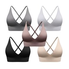 PRICES MAY VARY. Feature: everyday basic bralette, deep v neck, triangle bra, spaghetti straps, removable pads, seamless bralette, soft material, sexy bra. Material: 90% Polyester, 10% Spandex.Package included 1 piece bra. Size Recommendation S:30A 30B 30C 32A 32B , M:30D 32C 34A 34B 34C, L：34C 36A 36B 36C XL:36D 38A 38C 38D Occasions: perfect for even girls，everyday，summer dress，A-B cups，indoor and outdoor wear,yoga， sports ,workout,gym Notes: Hand wash is recommended or using mesh laundry bag Gym Notes, Bra Image, Sports Workout, Strappy Bra, Mesh Laundry Bags, Lounge Lingerie, B Cup, Yoga Bra, Everyday Bra