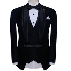 Double piping wedding tuxedo three piece suit, black tuxedo suit, black tuxedo suit with double piping shawl lapel and double breasted black vest and black tuxedo tie Tailored Tuxedo Suit For Groom, Wedding Tuxedo Suit With Notch Lapel, Wedding Tuxedo With Notch Lapel, Groom's Tuxedo Suit, Groom's Tuxedo Suit In Suiting Fabric, Groom's Tuxedo Suits In Suiting Fabric, Tailored Tuxedo Blazer For Wedding, Wedding Tuxedo Suit Double Breasted, Wedding Tuxedo Style Double Breasted Suit