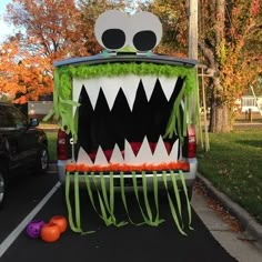 a car decorated to look like a monster