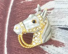 Horse Brooch, Western Horse, Vintage Horse, Horse Head, Black Stone, Horse Lover