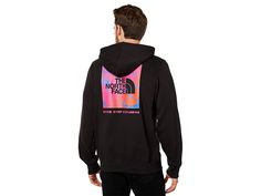 The North Face Printed Box NSE Pullover Hoodie - Men's Clothing : TNF Black/Mr. Pink : Please note, the logo and hardware color may vary in styles marked as Prior Season. Durable and casual, The North Face Printed Box NSE Pullover Hoodie keeps you comfy all day. Standard fit. Two-piece hood with drawcord. Long sleeves with ribbed cuffs. Lower front kangaroo pocket. Ribbed straight hem. Pull-over style. Screen-print logo on the left chest. Box logo graphics on the back. 73% cotton, 27% polyester; Casual Streetwear Hoodie With Logo Patch, Casual Hoodie With Logo Patch For Fall, Casual Fall Hoodie With Logo Patch, Casual Hooded Hoodie With Logo Patch, Black The North Face Hoodie For Streetwear, The North Face Black Hooded Hoodie, Casual Black The North Face Hoodie, Sporty Black Sweatshirt By The North Face, Sporty Black The North Face Sweatshirt