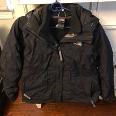 Black Woman Size Large Hyvent Jacket With Woman Black Size Medium Fleece Jacket Liner. 2 In 1 Jacket. Fleece Jacket Can Be Zipped Out And Worn Separate. In Good Condition. Smoke And Pet Free Household. The North Face Windproof Outerwear For Fall, Fall Windproof Outerwear By The North Face, Black Fleece Jacket For Winter Sports In Fall, The North Face Winter Sports Outerwear, Black Fleece Jacket For Fall Winter Sports, The North Face Windproof Long-sleeve Outerwear, The North Face Windproof Long Sleeve Outerwear, The North Face Windproof Long Sleeve Jacket, Black The North Face Fleece Jacket With Fleece Lining