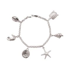 Model Wearing Sea Shell Charm Bracelet in Sterling Silver Bracelet In Silver, Sterling Silver Charms, A Turtle, Cowrie Shell, Clothing Essentials, Silver Foil, Summer Jewelry, Sea Shell, Indian Ocean