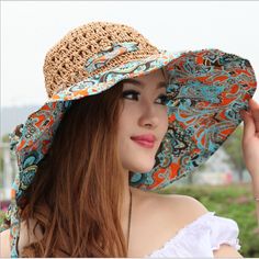 Colorful & Stylish Hat for UV Protection Enjoy the beach, the summer while looking colorful and sylish. Suitable for the season: spring, summer, autumn Style: Casual Product color: Beige, blue, orange, pink, green Pattern Type: Print Material: Cotton,Straw Item Type: Sun Hats Feature: Sun protection Department Name: Adult Cap depth: 10cm Cap circumference: 56-59cm Brim: 14cm Applicable Season: Spring and SummerApplicable Scene: Outdoor Womens Straw Hats, Summer Hats For Women, Sun Hats For Women, Stylish Hats, Review Fashion, Beach Hat, Brim Hat, Summer Hats, Outdoor Woman