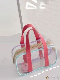 BirdinBag - Waterproof PVC Beach Shoulder Bag - Transparent and Spacious Storage Solution Waterproof Beach Bag, Cosmetic Bag Set, Plastic Container Storage, Accessories Packing, Clear Bags, Tote Bag Pattern, Travel Cosmetic Bags, Woven Bag, Shoulder Tote Bag