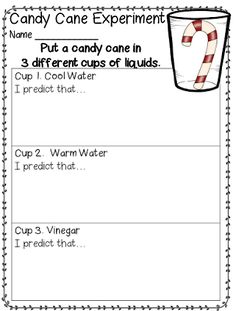 the candy cane experiment worksheet for kids to learn how to write and draw