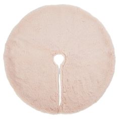 a round cushion with a white handle on the top and pink fur lining around it