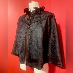 Antique Late 1800’s Cloak With Beautiful Embroidery. Victorian Black Outerwear For Costume Party, Traditional Black Outerwear For Costume, Traditional Black Costume Outerwear, Vintage Black Embellished Outerwear, Beautiful Embroidery, Cloak, Product Description, Wonder, Embroidery