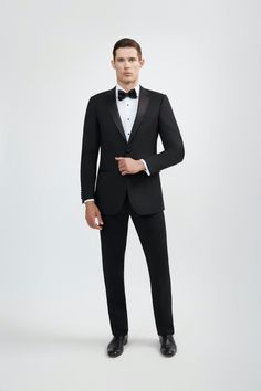 Luxurious 100% Super Fine Italian Wool Classic Black Tuxedo - Tomasso Black Tuxedo Suits For Black-tie Gala Events, Luxury Black Suits For Gala Events, Fitted Black Blazer For Gala, Black Suits For Black-tie Events And Galas, Black Tuxedo For Wedding And Gala Events, Black Fitted Tuxedo For Gala, Black Blazer For Black-tie Gala Events, Elegant Tuxedo For Gala And Formal Occasions, Elegant Tuxedo For Gala Events