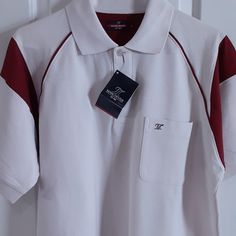 Nwt 100% Cotton Very Tight , Smooth Pique Very Well Made Nice Brand Detail On Mop Button Can Find Web Site, But Not This Shirt. Very Well, Web Site, Manchester, Tights, Mens Shirts, Man Shop, Cream, Red, Color