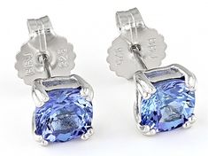 2.39ctw Cushion Tanzanite Rhodium Over Sterling Silver Stud Earrings. Measures Approximately 0.23"L x 0.23"W. Push backings. School Jewelry, Sterling Silver Stud Earrings, Popular Jewelry, Silver Stud Earrings, Jewelry Maker, Sterling Silver Studs, Sterling Silver Earrings Studs, Silver Earrings Studs, Turquoise Jewelry