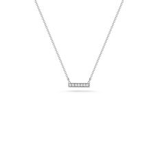 One of our most coveted items, this gold and diamond bar necklace is a DRD favorite. This dainty diamond bar necklace is the perfect piece of minimal jewelry for everyday wear. Made of 14k gold and pavé-set diamonds, this bar necklace looks amazing alone or layered. It pairs well with everything in your jewelry box. Wear it with anything from an understated tee to a little black dress. Seen on celebrities every day and on the red carpet, this piece makes a great gift for a loved one or for yours Minimalist Single Cut Diamond Necklace For Everyday Luxury, Minimalist Diamond Accents Bar Necklace As Gift, Minimalist Diamond Accents Bar Necklace Gift, Minimalist Bar Necklace With Diamond Accents As Gift, Minimalist Bar Necklace With Diamond Accents For Gift, Minimalist Bar Necklace With Diamond Accents, Modern Everyday Diamond Necklace With Accents, Minimalist Everyday Diamond Necklace, Minimalist Bar Necklace With Single Cut Diamonds