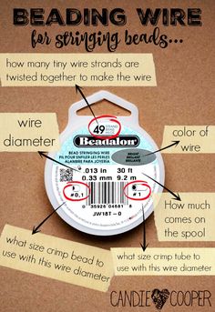 an advertisement for beading wire with instructions on how to use it and what they do