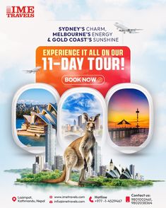 an advertisement for the sydney airport and gold coast's all on our 1 - day tour