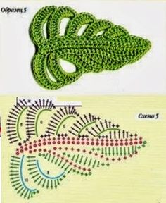 three pictures with different types of crochet patterns on them, one is green and the other is red