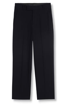 A hint of stretch adds essential flexibility to these tailored pants ensuring total comfort every time they wear these slacks. 63% polyester, 33% rayon, 4% spandex Machine wash, tumble dry Imported Comfort Stretch Dress Pants For Workwear, Comfort Stretch Straight Dress Pants For Work, Classic Comfort Stretch Pants For Business Casual, Calvin Klein Casual Full Length Bottoms, Classic Ankle Pants With Comfort Stretch, Classic Stretch Work Pants, Calvin Klein Full Length Bottoms For Workwear, Calvin Klein Full Length Workwear Bottoms, Stretch Solid Dress Pants With Welt Pockets