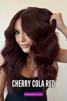 Cherry Cola Red Warm Tone Red Hair, Burgundy Brown Hair, Cola Hair, Cherry Cola Hair, Fall Hair Ideas, Cherry Red Hair, Brown With Red, Glossy Hair, Cherry Cola