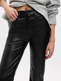 Gap Wide Leg Fall Pants, Gap Wide Leg Pants For Fall, Gap Mid-rise Pants For Fall, Sleek Flare Pants For Fall, Gap High Rise Pants For Fall, Chic High Rise Gap Bottoms, Chic Gap Bottoms For Fall, Fall Stretch Mid-rise Leather Pants, Gap High-waist Bottoms For Fall