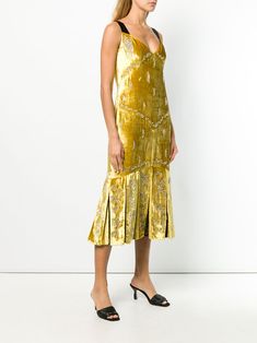 ERDEM Palmer Midi Dress - Farfetch Velvet Embroidery, Yellow Midi Dress, City Dress, Dress Yellow, Sweetheart Neckline, Pleated Skirt, Midi Length, Denim Dress, All Fashion