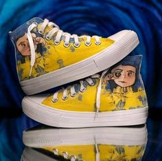 Coraline Art, Coraline Movie, Coraline Aesthetic, Coraline Doll, Tim Burton Movie, Hand Painted Shoes, Shoe Art