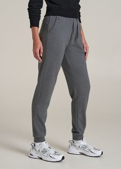 The Softest French Terry Ladies' Tall Joggers Upgrade Your Chill Say hello to your new favorite joggers: the Wearever 2.0 French Terry Joggers for Tall Women. These aren't just an update of our best-selling extra-long joggers; they're an upgrade in comfort. Crafted from soft French terry and pre-washed to maintain their perfect fit, these tall ladies' joggers feature a mid-rise with an external drawstring for that just-right fit. Whether you're lounging or lunging, these joggers are your go-to f Gray Joggers With Comfort Waistband For Gym, Gray Joggers With Ribbed Waistband For Sports, Gray Elastic Waistband Joggers, Gray Sports Joggers With Ribbed Waistband, Gray Sportswear Joggers With Elastic Waistband, Gray Elastic Waistband Joggers For Sportswear, Gray Sporty Joggers With Ribbed Waistband, Gray Comfortable Jogging Bottoms, Gray Stretch Joggers With Comfort Waistband