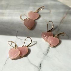 Rose Quartz Cora Earrings– GRACE LEE Pink Heart Gemstone Earrings, Pink Heart-shaped Gemstone Earrings, Elegant Heart Gemstone Earrings For Valentine's Day, Pink 14k Gold Jewelry With Heart Charm, 14k Gold Pink Jewelry With Heart Charm, Pink Round Heart Earrings, Elegant Pink Heart Earrings, Elegant Pink Heart Earrings For Anniversary, Elegant Pink Heart Cut Earrings