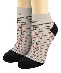 Library card socks make great nerdy birthday gifts, Christmas gifts, teacher appreciation gifts, graduation gifts, tutor gifts, or librarian gifts. These 100% polyester novelty ankle socks features a fun pattern design with a cushioned toe and heel for extra comfort. These unisex mens socks measure 8.5" long by 3" wide and features the displayed design. The pictured design is printed around these funny novelty socks using a fade-resistant printing process. These unisex mens novelty socks are a g Library Checkout, Bookworm Gifts, Mens Novelty Socks, Book Socks, Book Lover Gifts, Reading Accessories, Funny Retirement Gifts, Mens Dress Socks, Nerd Gifts