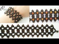 beaded bracelets are shown in three different colors and sizes, one is made from seed beads