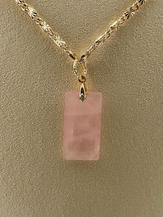 - 14k gold filled pendant with CZ and Rose Quartz - 3.5mm gold filled 22" sunburst chain Rose Gold Quartz, Rose Quartz Pendant, Quartz Rose, Quartz Pendant, Gold Rose, Long Necklace, Pendant Necklaces, Favorite Jewelry, Rose Quartz