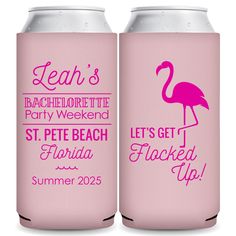 Our custom slim can coolers are the perfect bachelorette party favors for guests in bulk. Creative party decor! Unique souvenirs for your friends and family to remember your big bash. Available in premium foam and neoprene. By submitting your order, you acknowledge that you have read and understood the information provided to you here, and agree with our policies and disclaimers disclosed below.  Design and print color must be the same on all coolers within your order (both sides). If you need m Flamingo Can Cooler, Bridesmaid Party Favors, Beach Bachelorette Party Favors, Beach Bachelorette Party, Bachelorette Party Beach, Flamingo Gifts, Beer Holders, Beach Bachelorette, Bridesmaid Party