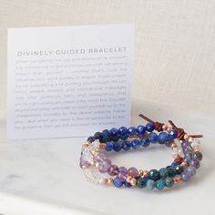 Divinely Guided Mini Bracelet | Part of the Empowerment Collection, the Divinely Guided bracelet is a regal mix of gemstones that help guide, bring clarity, and encourage contentment throughout your journey. BRACELET MEANING When navigating the ups and downs of life on earth, it is comforting to feel a connection with something bigger than yourself – whether that’s God, the Universe, your spirit guides, or angels. Those unseen forces supporting and guiding you through life can bring people, less Spiritual Gemstone Beads Friendship Bracelets For Healing, Healing Spiritual Friendship Bracelets, Spiritual Hand Wrapped Friendship Bracelets For Healing, Spiritual Healing Wrap Bracelet, Everyday Spiritual Hand-wrapped Friendship Bracelets, Spiritual Hand Wrapped Friendship Bracelets, Spiritual Stackable Friendship Bracelets, Spiritual Healing Stackable Beaded Bracelets, Spiritual Gemstone Beaded Bracelets For Everyday