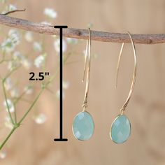 Amazing Threader Earrings in Gold Plated with Aqua Chalcedony gemstone! — •✧•✧•✧•✧•✧•✧•✧•✧•✧•✧•✧•✧•✧•✧•✧•✧— D E T A I L S — M E T A L: Gold Plated 18k The Earwires are GOLD VERMEIL (gold plated over sterling silver). It works well for people allergic to brass. ✦ Gold Plated: Gold plated jewelry has a layer of gold covering a base metal. — S T O N E: Aqua Chalcedony. 💎 M E A N I N G • O F • G E M S T O N E: ✦ Chalcedony is great for promoting a sense of peace and joy. Chalcedony helps to relieve Everyday Gemstone Drop Earrings, Elegant Handmade Chalcedony Earrings, Chalcedony Drop Earrings As Gift, Drop Chalcedony Earrings As A Gift, Everyday Gemstone Long Drop Earrings, Everyday Briolette Gemstone Earrings, Elegant Chalcedony Drop Earrings, Everyday Long Drop Gemstone Earrings, Chalcedony Earrings With Ear Wire For Gift