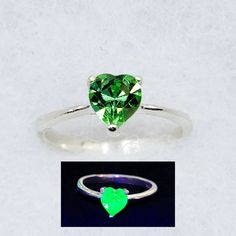 Sterling Heart Uranium Glass Ring Dainty Green Solitaire 925 Silver | eBay Silver Heart-shaped May Birthstone Ring, Sterling Silver Heart Rings With Emerald, Sterling Silver Heart Rings For May Birthstone, Classic Green Heart Cut Rings, Green Sterling Silver Heart-shaped Ring, Green Heart-shaped Sterling Silver Ring, Silver Heart Cut Emerald Ring For Gift, Silver Heart Cut Emerald Ring As Gift, Green Sterling Silver Heart Cut Rings