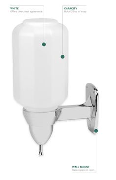 an image of a wall mounted soap dispenser with instructions on how to use it