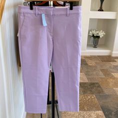 Loft Riviera Pants - Color Soft Lavender - Size 6 Petite. Nwt. Lavender Fitted Full-length Pants, Lavender Straight-leg Pants With Pockets, Purple Relaxed Fit Wide-leg Pants, Forever 21 Purple Pants, Purple Full-length Elastane Pants, Petite Curvy, Rayon Pants, Summer Pants, Levi Jeans 501