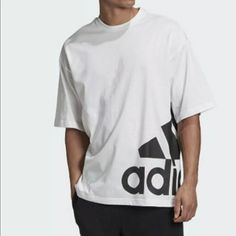 2020 Men Must Have Box Athletic Shirts S/S Top Tee Basic Jersey Adidas Graphic Tee For Streetwear, Adidas Sports Shirt With Graphic Print, Adidas Sporty Shirt With Letter Print, Sporty Adidas Shirt With Letter Print, Adidas Sports Shirt, Adidas White, Athletic Shirts, Casual Tee, White Adidas