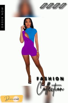 Hot Sales Women Patchwork Color Sleeveless O-neck Hollow Out Summer Fashion Bodycon Romper Fitted Sleeveless Color Block Top, Fitted Color Block Tank Top For Spring, Spring Fitted Color Block Tank Top, Trendy Fitted Color Block Tank Top, Bodycon Romper, 1 Million, Hot Sale, Summer Fashion, Rompers