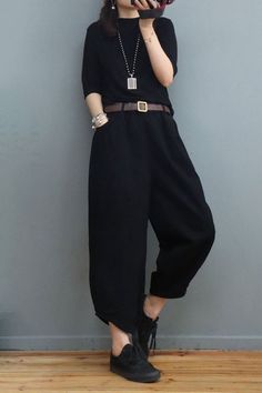 Overview: (1)100% Cotton Fit &Sizing: Non- Stretchable #blackpants #cotton #anklepants #streetstyle Chic High-waist Baggy Harem Pants, Ankle-length Cotton Bottoms For Work, Fall Non-stretch Ankle-length Pants, High Waist Harem Pants For Fall Workwear, Baggy Solid Color Wide Leg Ankle-length Pants, Baggy Ankle-length Solid Color Pants, Baggy Ankle-length Wide Leg Pants In Solid Color, Non-stretch Wide Leg Harem Pants For Work, Ankle-length Bottoms With Elastic Waistband For Work