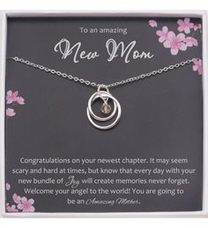 Beautiful dainty necklaces attached to a sweet motivational card with loving message and comes nicely packed in a gift box. This delicate necklace features a dainty sterling silver pendant hanging from the delicate 925 sterling silver chain. Each sterling silver necklace in this collection comes with a memorable quote printed on a wish card. It makes a beautiful and thoughtful appreciation gift for family, friends, and coworkers. | Beautiful dainty necklaces attached to a sweet motivational card New Mom Card, Wish Card, Motivational Cards, Dainty Necklaces, Mom Cards, Memorable Quotes, Delivery Gifts, Mom Necklace, 925 Sterling Silver Chain