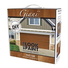 a box with an image of a garage door and window on the inside of it